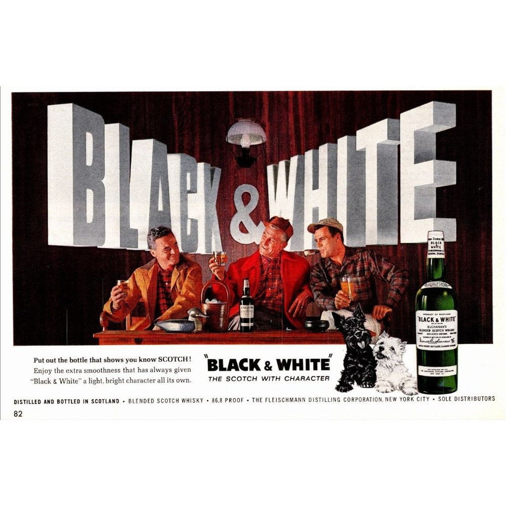 1963 Black and White Scotch Vintage Print Ad Scottie Dog Terrier Wall Art